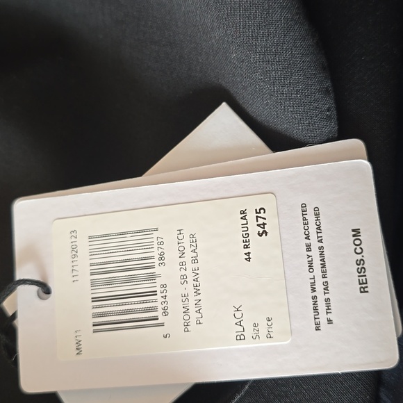 REISS Promise Plain Weave Blazer, Color Black, Size 44 Regular, Retail $475.00US - Picture 13 of 16